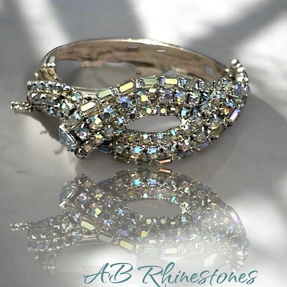 Rare Aurora Borealis Ribbon Rhinestone Bracelet - Picture 3 of 9